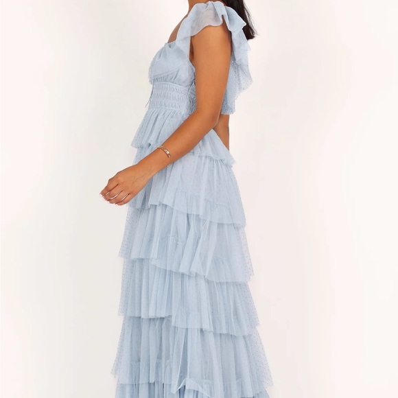 Elegant Light Blue Tiered Maxi Dress - Picture 3 of 6